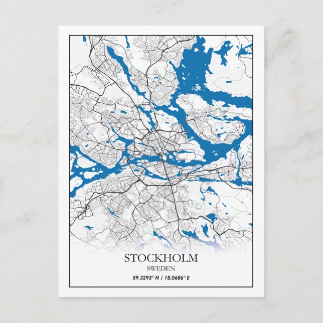 Stockholm Schweden Stadtkarte Einfach Postkarte (Vorderseite)