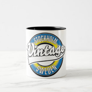 Stockholm Schweden Vintage-Logo Zweifarbige Tasse