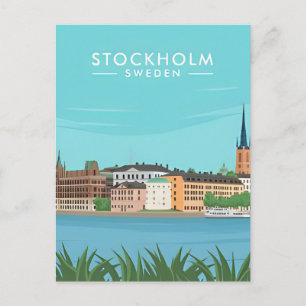 Stockholm Schweden Vintage Reise Skandinavien Postkarte