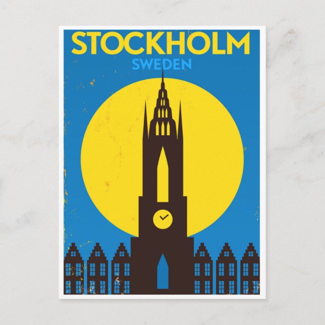 Stockholm Schweden Vintage Reise Skandinavien Postkarte (Vorderseite)