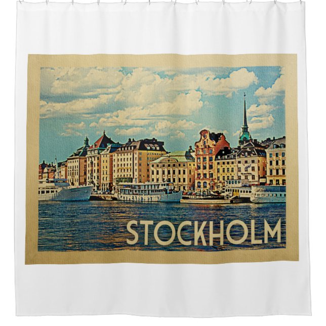 Stockholm Schweden Vintage Travel Duschvorhang