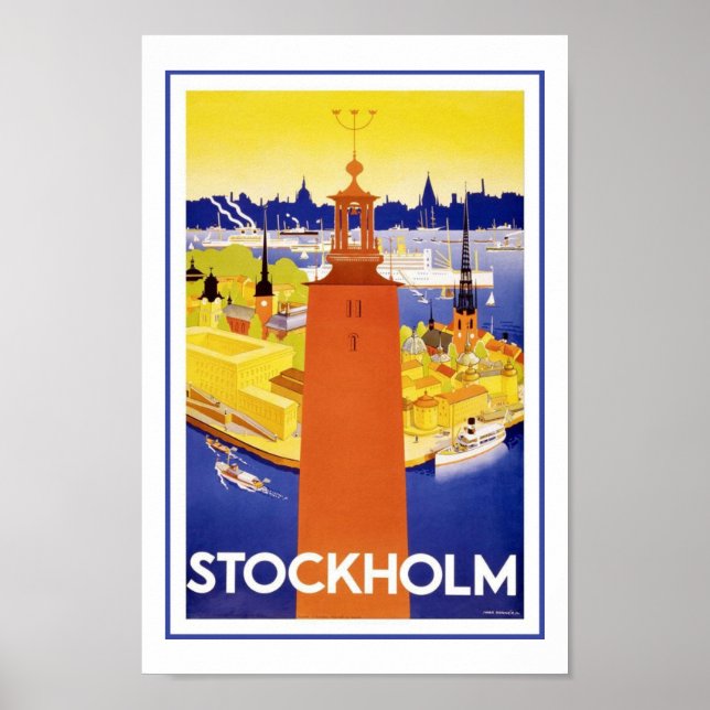 Stockholm Schweden Vintage Travel Posters Poster (Vorne)