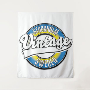 Stockholm Schweden Vintages Logo Poster Wandteppich