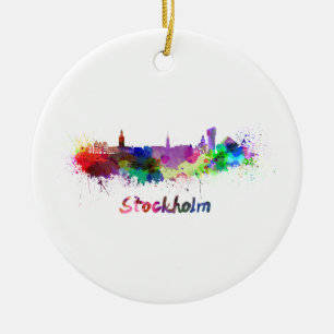 Stockholm skyline im Watercolor Keramik Ornament