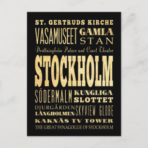Stockholm Stadt Vereinigtes Königreich Typografie  Postkarte