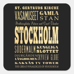 Stockholm Stadt Vereinigtes Königreich Typografie Quadratischer Aufkleber