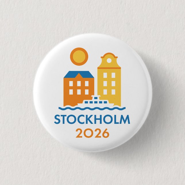 Stockholm Sweden 2026 International Convention Pin Button (Vorderseite)