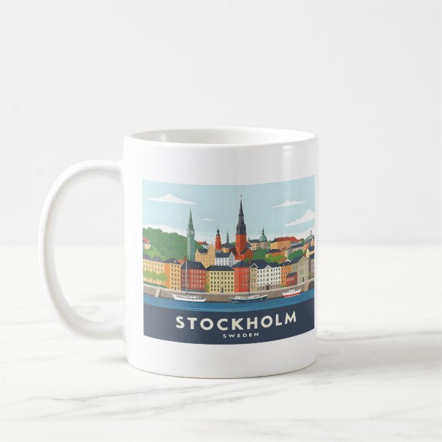 Stockholm Sweden Gamla Stan Pastel Travel Kaffeetasse (Links)