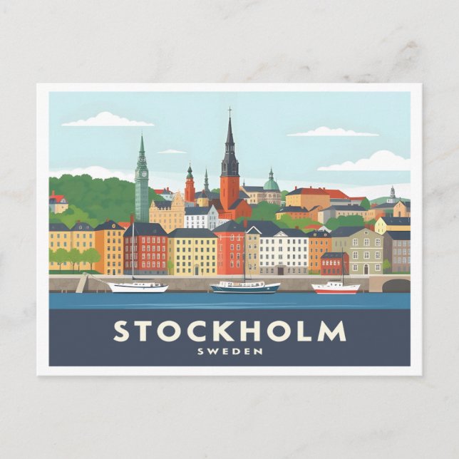 Stockholm Sweden Gamla Stan Pastel Travel Postkarte (Vorderseite)