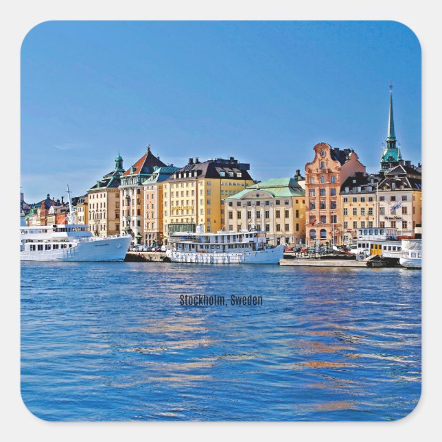 Stockholm, Sweden Quadratischer Aufkleber (Vorderseite)