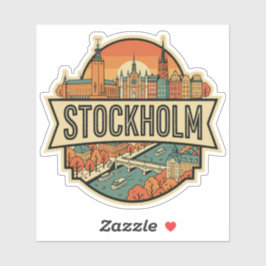 Stockholm Sweden Skyline Vintage Travel Badge Aufkleber
