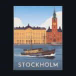 Stockholm Vintag Postkarte<br><div class="desc">Eine ruhige und nostalgische Darstellung von Stockholm, Schweden, bekannt für seine atemberaubenden Ausblicke auf das Meer und seine reiche Kulturgeschichte. Das Design spiegelt die Schönheit der Stockholmer Inseln, die berühmten Sehenswürdigkeiten wie den Königspalast und Gamla Stan (Altstadt) und die elegante Architektur, die das Ufer verbindet, wider. Das Vintage Kunstwerk erinnert...</div>