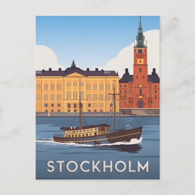 Stockholm Vintag Postkarte (Vorderseite)