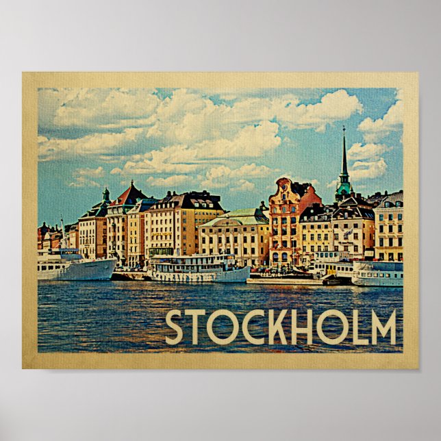Stockholm Vintage Travel Poster (Vorne)