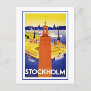 "Stockholm" Vintage Travel Poster Postkarte
