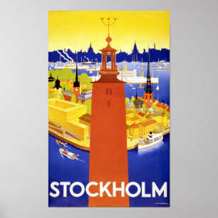 Stockholm Vintage Travel Poster wiederhergestellt