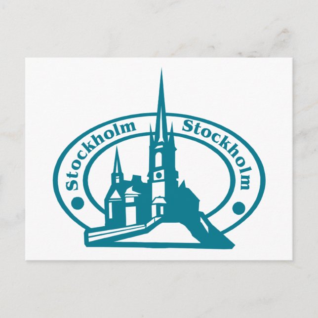 Stockholmer Briefmarke Postkarte (Vorderseite)