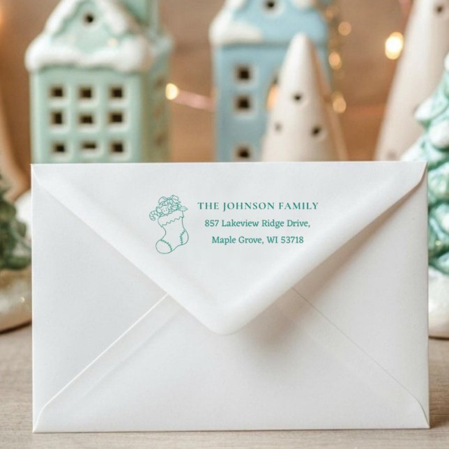 [Stocking Stamp] Custom Christmas Card Address Permastempel ([Stocking Stamp] Custom Christmas Card Address Self-inking Stamp)