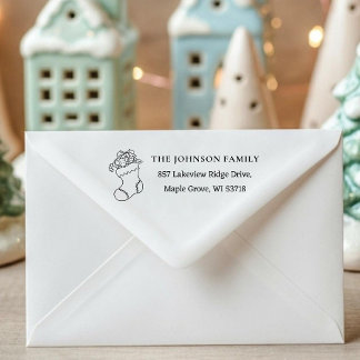 [Stocking Stamp] Custom Christmas Card Address Permastempel