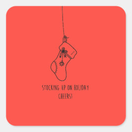 Stocking up on holiday cheers! quadratischer aufkleber