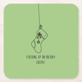 Stocking up on holiday cheers! rechteckiger pappuntersetzer
