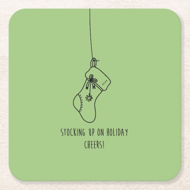 Stocking up on holiday cheers! rechteckiger pappuntersetzer (Vorderseite)