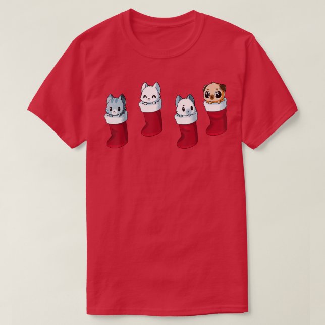 StockingStuffers Weihnachts Weihnachtskat Xmas Lig T-Shirt (Design vorne)
