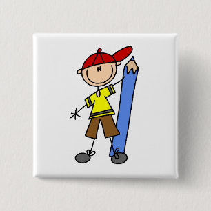 Stockjunge mit Bleistift Button