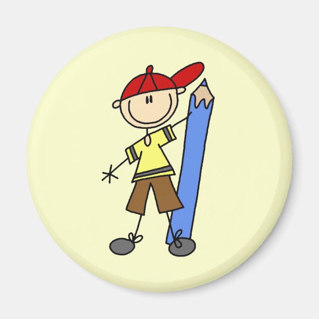 Stockjunge mit Bleistift Magnet (Vorne)