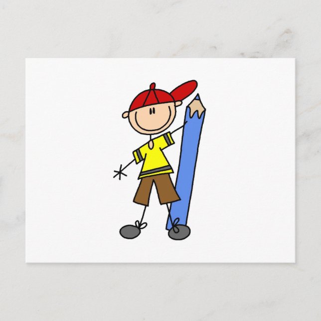 Stockjunge mit Bleistift Postkarte (Vorderseite)