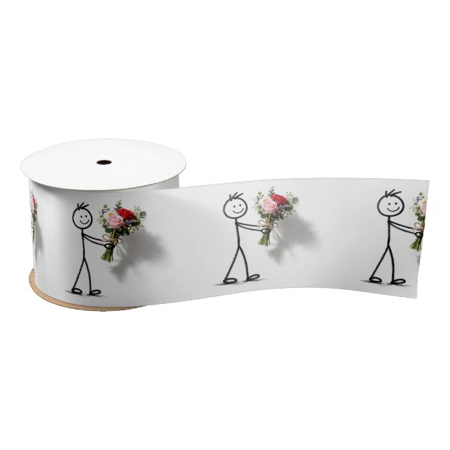 Stockmann mit Rosenstrauß Satinband (Spule)