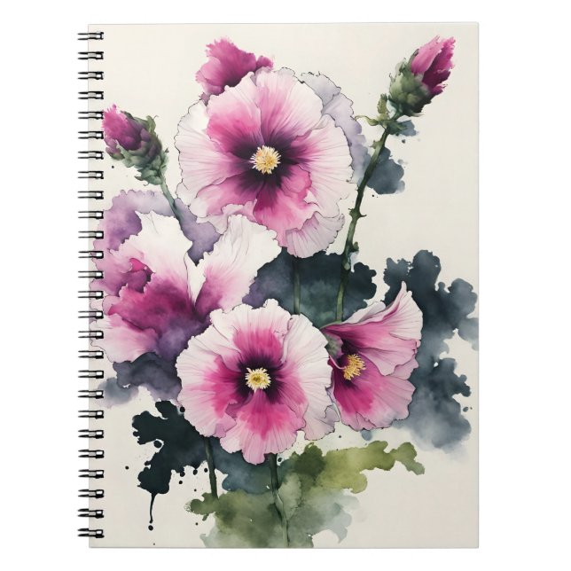 Stockrose - Aquarellblumen Notizblock (Vorderseite)