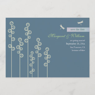 Stockrose- und Libellen-Merkblatt zum Speichern de Einladung