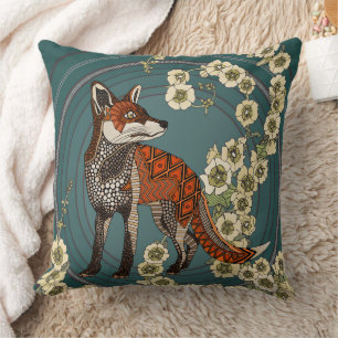 Stockrosen Fuchs tiefes Tannencreme Kissen