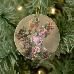 Stockrosen Keramik Ornament