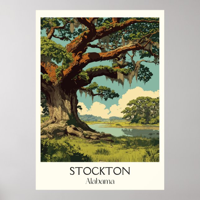 Stockton Alabama Uralte Eichen Poster (Vorne)