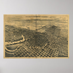 Stockton California 1895 Panoramakarte Poster