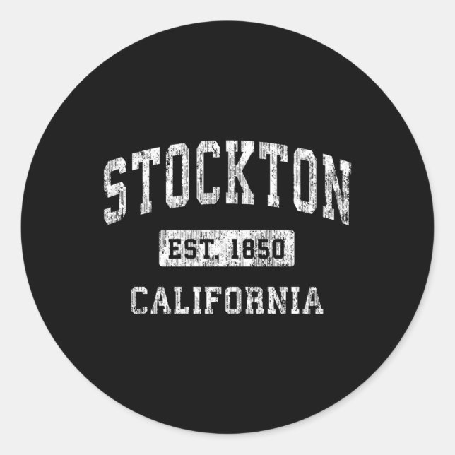 Stockton California Ca Etablierte Sports Runder Aufkleber (Vorderseite)