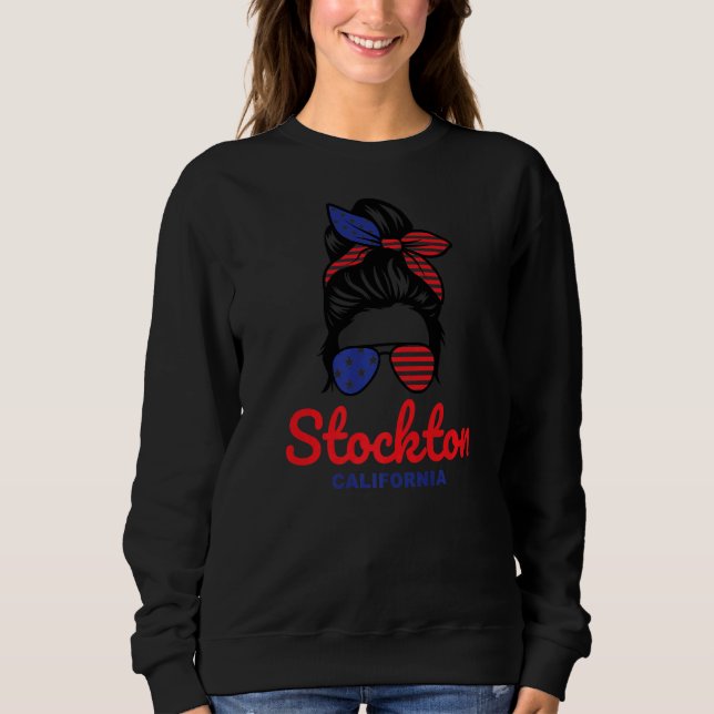 Stockton California Retro Messy Bun   Sweatshirt (Vorderseite)