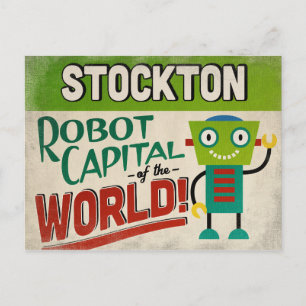 Stockton California Robot - Funny Vintag Postkarte