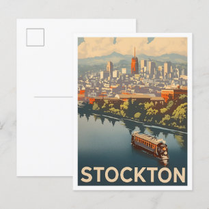 Stockton California Vintage Travel Illustration Postkarte