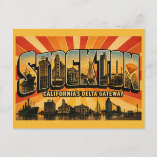 Stockton Kalifornien Delta Gateway Vintage Reise Postkarte