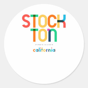 Stockton Kalifornien Mid Century, Pop Art, Runder Aufkleber