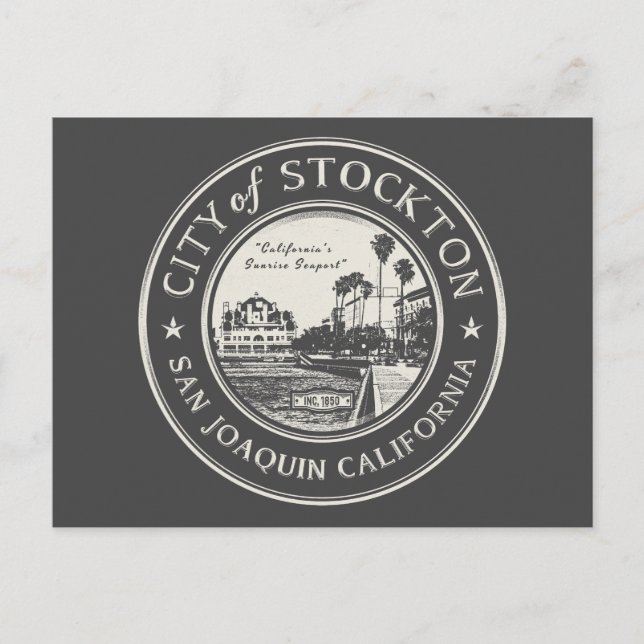 STOCKTON SAN JOAQUIN KALIFORNIA POSTKARTE (Vorderseite)