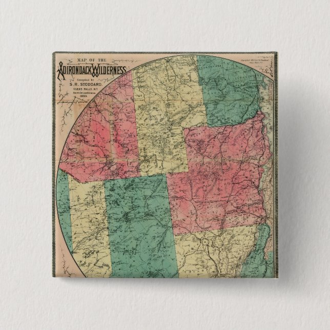 Stoddard's Map of the Adirondack Wilderness, 1883 Button (Vorderseite)