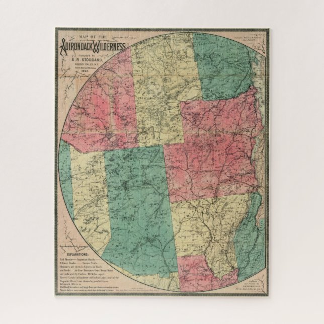 Stoddard's Map of the Adirondack Wilderness, 1883 Puzzle (Vertikal)