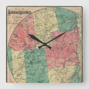Stoddard's Map of the Adirondack Wilderness, 1883 Quadratische Wanduhr
