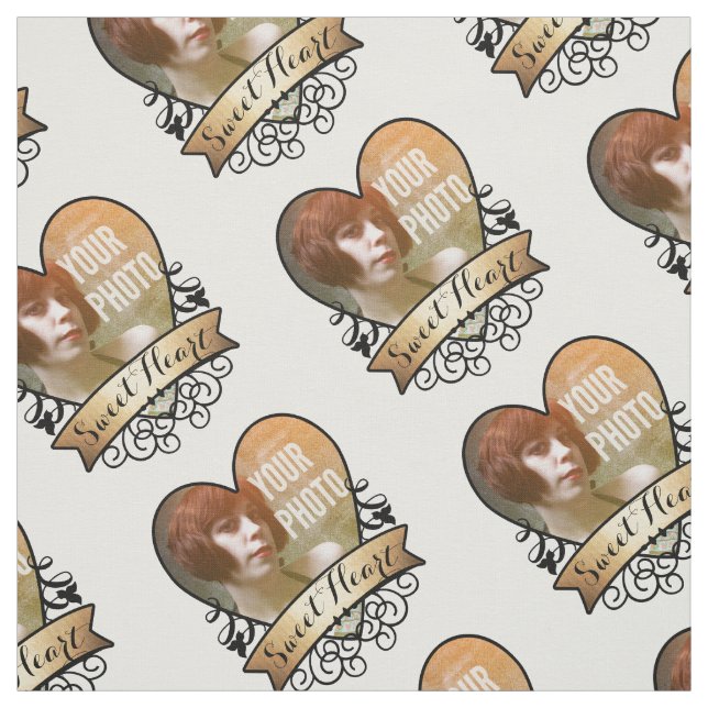 Stoff aus Personalisiertem Foto mit süßem Herzen (Muster)
