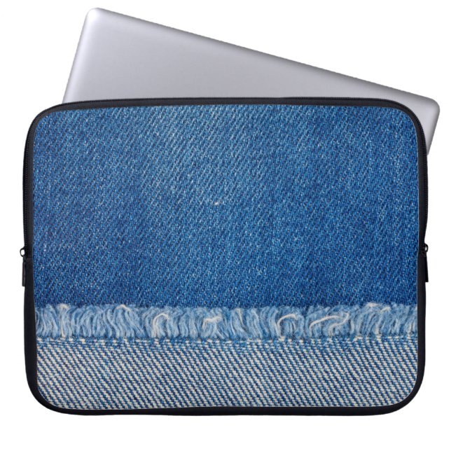 Stoff Blue Jeans Background, Denim Textur Laptopschutzhülle (Vorderseite)