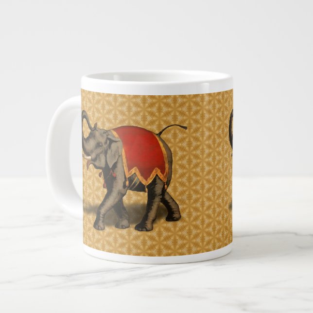 Stoff des indischen Elefant-w/Red Jumbo-Tasse (Vorderseite Links)